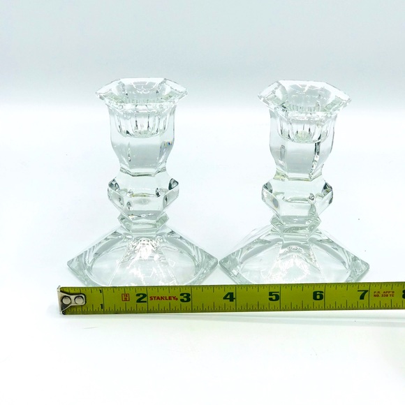 Vintage set of 2 crystal candle holders. 4 1/2” X 3 1/2” - Picture 2 of 4